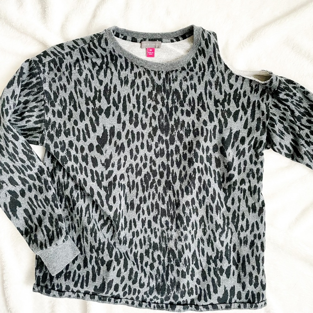 Vince Camuto Sweatshirt - Animal Print one cold shoulder sweatshirt